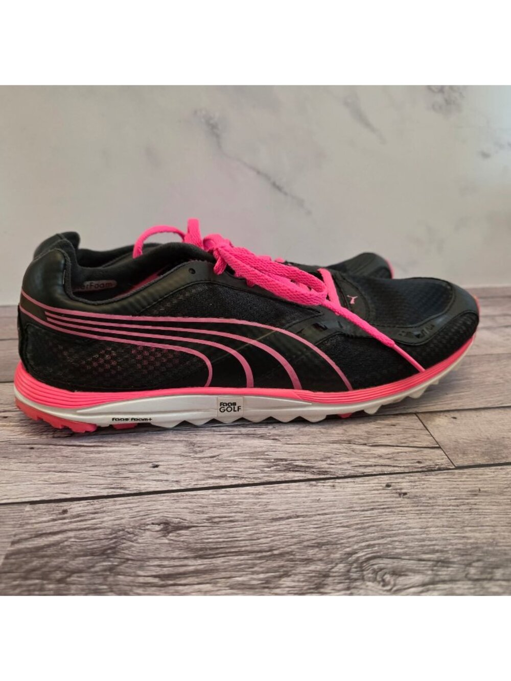 Faas Black & Pink Running Shoes Womens Size 8.5 Lightweight Mesh & Foam Golf Sol